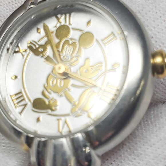 Disney Time Works Mickey Mouse Silver and Gold Metal Band Women's Watch - Picture 3 of 13